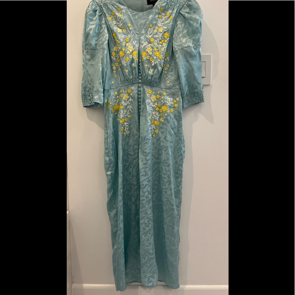 Blue dress with yellow flowers